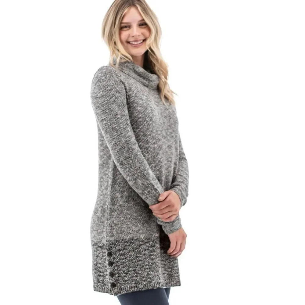 NWT Aventura Belinda L Grey Charcoal Cowl Neck Beautiful Stylish Sweater Tunic